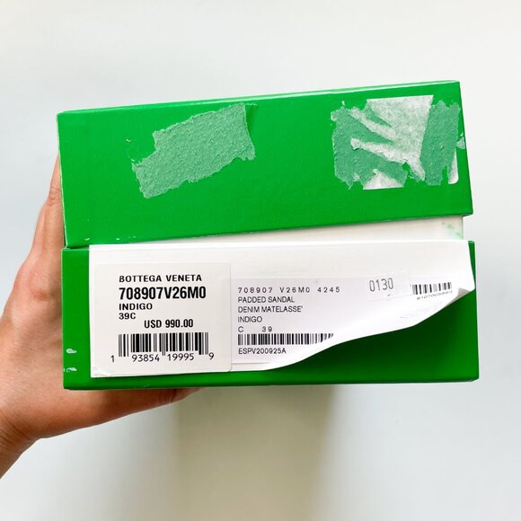 Bottega Veneta Matelasse Quilted Denim Mule Sandals Indigo Size EU 39 US 9 NEW - Picture 5 of 12